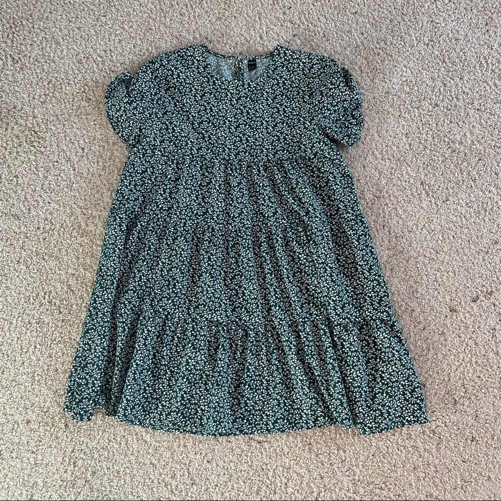 Shein floral tiered dress green and white size small